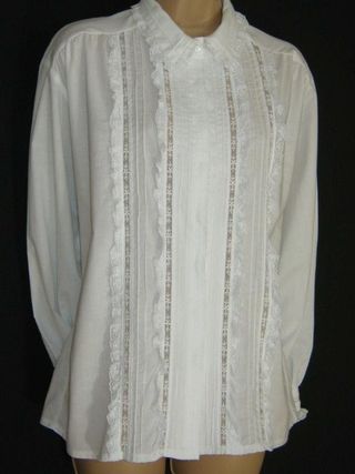 Laura Ashley Vintage + Victorian Style Lace Ruffle Pintuck White