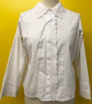 Vintage + Early 20th Century White Embroidered Blouse