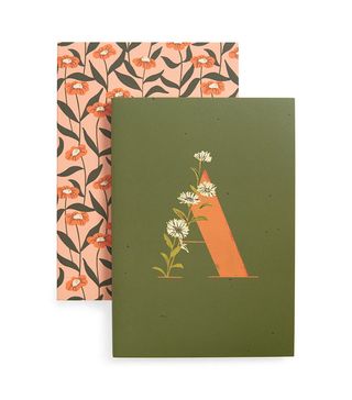 Fringe Studio + Set of 2 Monogram Floral Slim Mini Journals