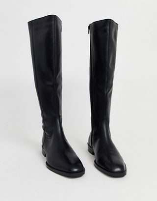 ASOS + Wide Fit Charisma Leather Smart Riding Boot