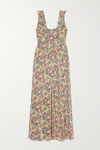 Dôen + Cascade Ruffled Floral-Print Silk Crepe De Chine Dress