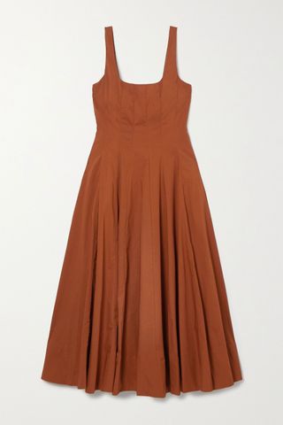 Staud + Pleated Cotton-Blend Poplin Maxi Dress