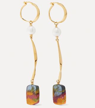 Ejing Zhang + Viv Gold-Plated, Pearl and Resin Earrings