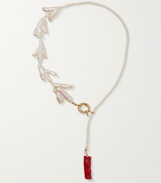 Éliou + Bari Gold-Plated, Pearl and Bamboo Necklace