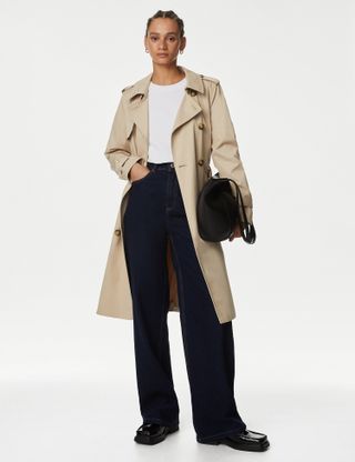 M&S Collection + Double Breasted Trench Coat with Recycled Polyester