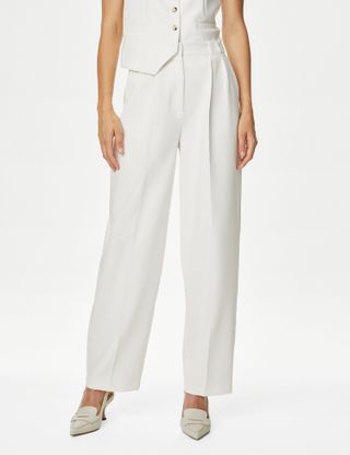 M&S Collection + Pleat Front Relaxed Trousers