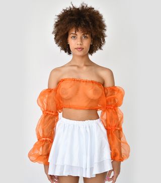 Tia Adeola + Orange Ball Sleeve Top