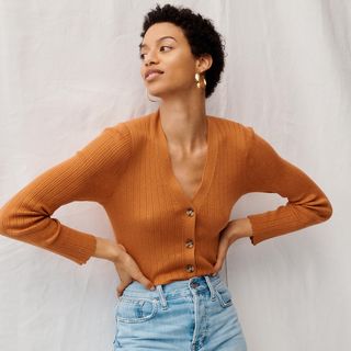 Madewell + Pointelle Ribbed Cardigan Sweater
