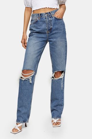 Topshop + Mid Stone Dad Ripped Jeans
