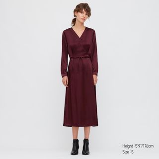 Uniqlo + x Ines De La Fressange Silk Long-Sleeve Wrap Dress