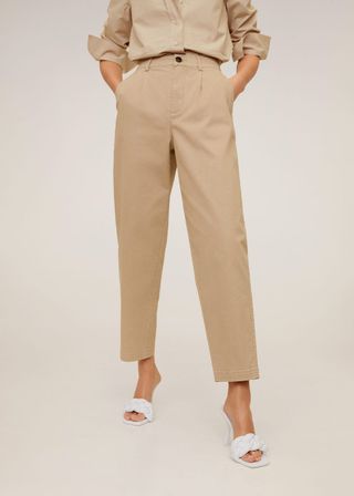 Mango + Relaxed Fit Cropped Trousers