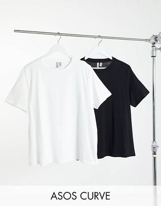 ASOS Design Curve + Ultimate Organic Cotton T-Shirt With Crew Neck 2 Pack Save
