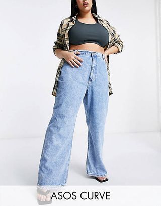 ASOS Design Curve + High Rise 'Relaxed' Dad Jeans in Lightwash