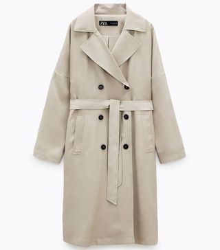 Zara + Trench Coat With Pleated Back