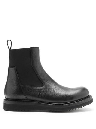 Rick Owens + Cleated-Sole Leather Chelsea Boots