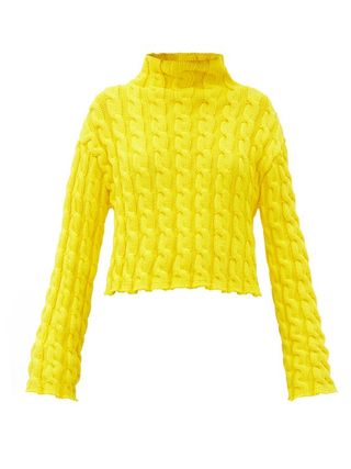 Balenciaga + Cropped Cable-Knit Sweater