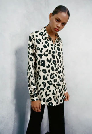 Zara + Animal Print Oversize Shirt