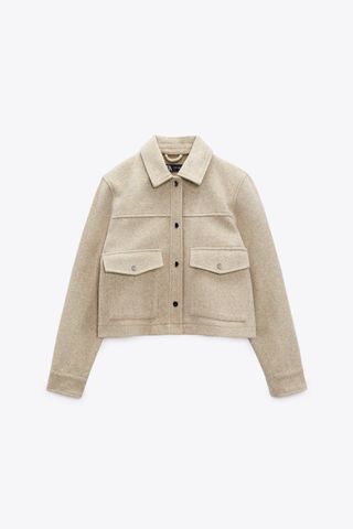 Zara + Cropped Jacket With Metal Buttons