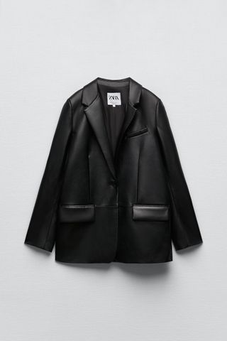Zara + Faux Leather Masculine Blazer