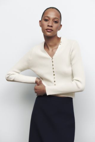 Zara + Button-Up Knit