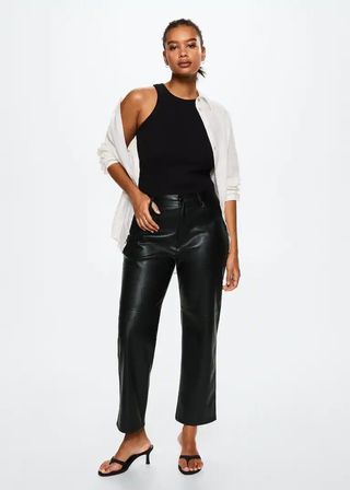 Mango + Faux Leather Trousers