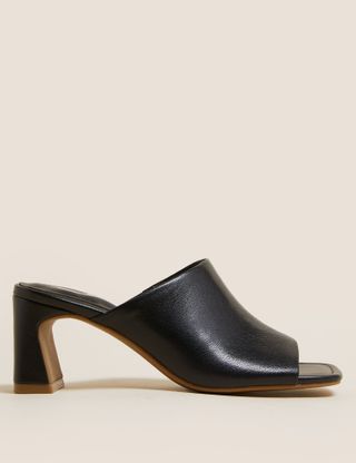 M&S Collection + Leather Open Toe Heeled Mules