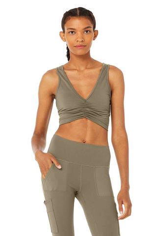 Alo Yoga + Wild Thing Bra in Olive Branch