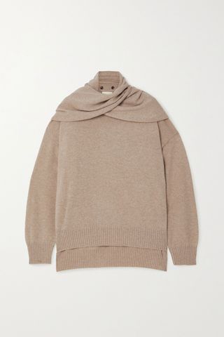 Loulou Studio + Spando Tie-Detailed Mélange Cashmere Sweater