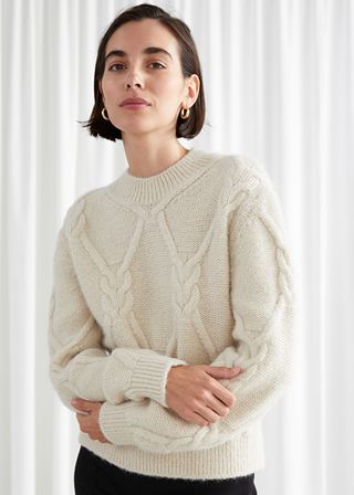 & Other Stories + Open Back Cable Knit Sweater