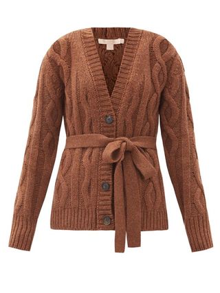 Brock Collection + Belted Cable-Knit Cashmere Cardigan