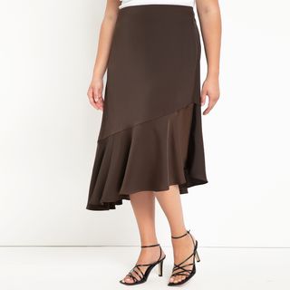 Eloquii + Satin Skirt With Flounce