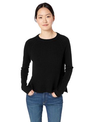 Daily Ritual + Wool Blend Rib-Front Sweater