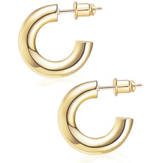 Wowshow + Chunky Open Hoops Thick Gold Hoop Earrings