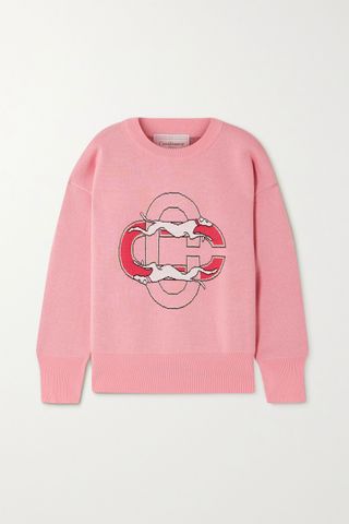 Casablanca + Intarsia Cotton Sweater