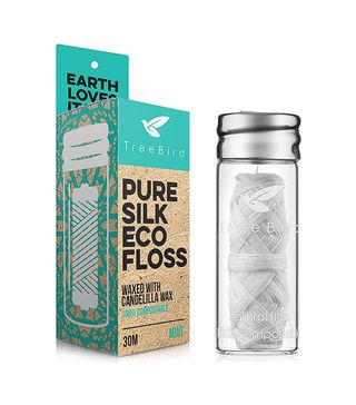 Treebird + Biodegradable Dental Floss with a Refillable Glass Holder