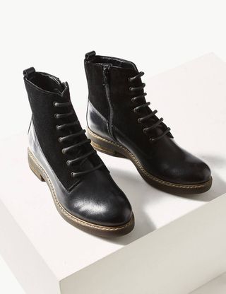 M&S Collection + Leather Lace-Up Ankle Boots