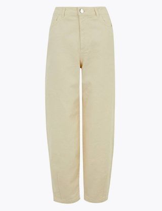 M&S Collection + Pure Cotton High Waisted Balloon Jeans