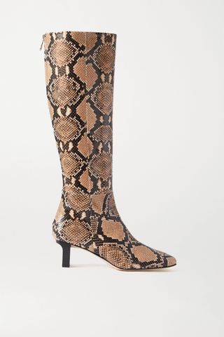 Aeydē + Cicely Snake-Effect Leather Knee Boots