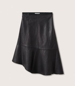 Mango + Leather Asymmetric Skirt