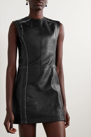 Acne Studios + Distressed Leather Mini Dress