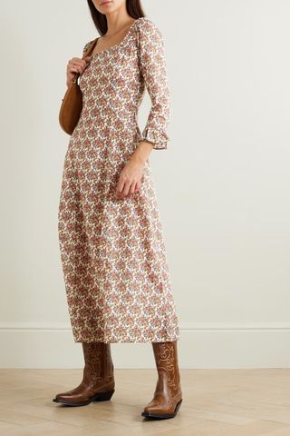 Dôen + Marisa Ruffled Floral-Print Organic Cotton-Voile Midi Dress