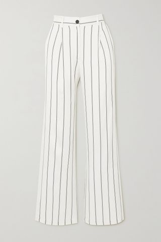 Anine Bing + Ryan Striped Herringbone-Jacquard Straight-Leg Pants
