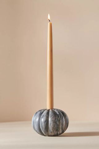 Anthropologie + Marble Pumpkin Taper Candle Holder