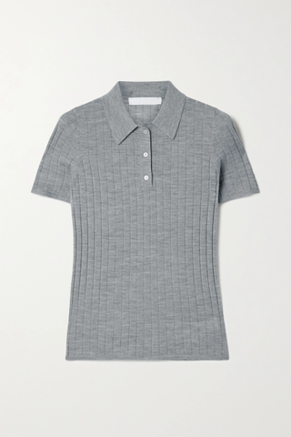 Dion Lee + Ribbed Merino Wool Polo Shirt