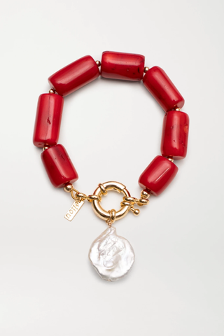 Éliou + Antoni Gold-Plated, Coral and Pearl Bracelet