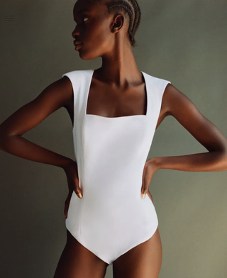 Zara + Bodysuit With Shoulder Pads