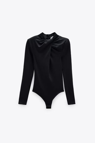 Zara + Shoulder Pad Knotted Bodysuit