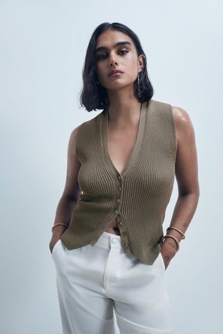 Zara + Ribbed Knit Vest