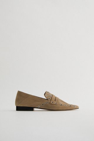 Zara + Rivet Detail Leather Loafers