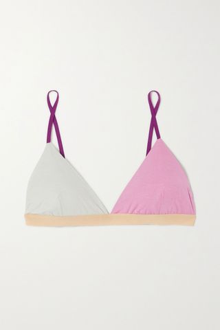 Baserange + + Net Sustain Mississippi Color-Block Stretch-Bamboo Soft-Cup Triangle Bra